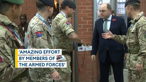 Ben Wallace sells poppies alongside members of the Armed Forces on London Poppy Day