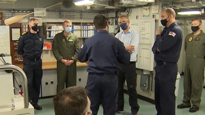 NATO's Secretary General Visits HMS Queen Elizabeth On Exercise Steadfast Defender