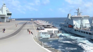 RFA Tidespring Refuels HMS Queen Elizabeth And HMS Defender Simultaneously