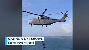 Merlin airlifts historic cannon for restoration work