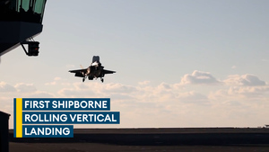 F-35 makes history with first shipborne rolling vertical landing on HMS Prince of Wales