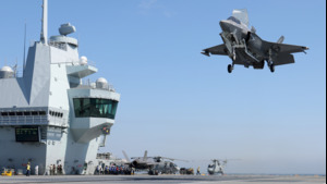 British F-35Bs Land On HMS Queen Elizabeth