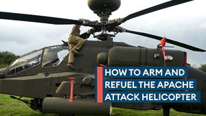 Arming and refueling an Apache attack helicopter in the field