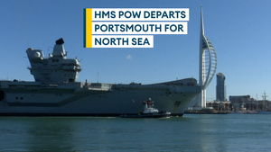 HMS Prince of Wales leaves Portsmouth for North Sea deployment