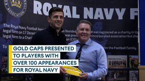 Former Royal Navy senior players with over 100 caps honoured at Fratton Park