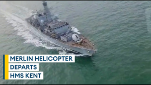 Watch: Footage from Merlin helicopter departing HMS Kent after Carrier Strike Group deployment