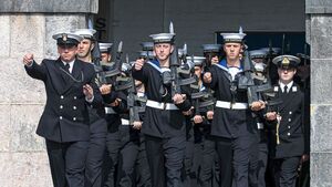 Royal Navy Sailors And Officers Pass Out Side-By-Side For First Time