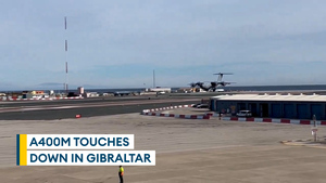 Watch as RAF A400M transport aircraft lands in Gibraltar