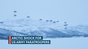 US paratroopers drop down from the skies of Norway for Exercise Arctic Shock