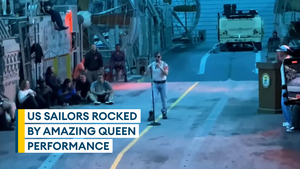 US crew go Ga Ga thanks to Freddie Mercury-themed concert on board huge hovercraft