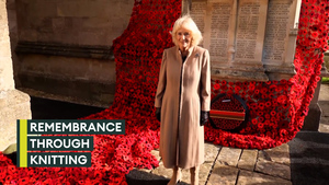 Queen Camilla lays final poppy at display commemorating 80 years since end of WW2