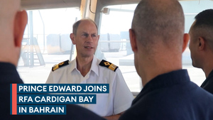 Duke of Edinburgh spends time on board RFA ship Cardigan Bay in Bahrain