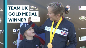 Sally Renard celebrates Invictus Games gold medal with her daughters