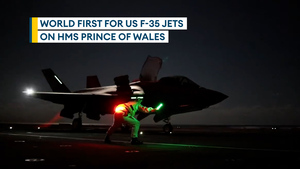 F-35 night-time completes world's first SRVL night landing on HMS Prince of Wales