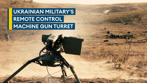 Ukraine's remote-controlled gun turret in action