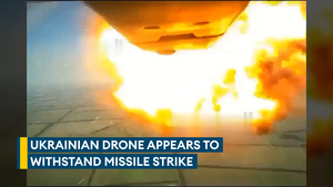 Ukrainian Puma drone targeted by Russian missile but keeps flying