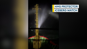 Watch: HMS Protector on iceberg lookout in Antarctic Ocean