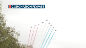 King's coronation: Scaled down military flypast wows crowds on The Mall