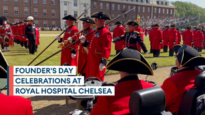 Pensioners at the Royal Hospital Chelsea enjoy annual Founder's Day celebration