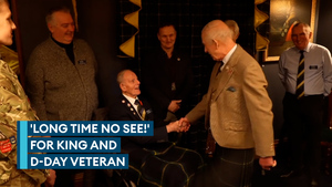 King meets 99-year-old D-Day veteran during visit to Aberdeen