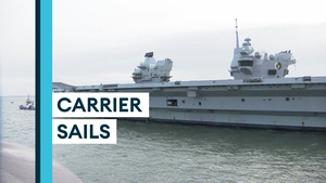 HMS Queen Elizabeth sets sail from Portsmouth