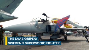 The very manoeuvrable Saab Gripen fighter jet