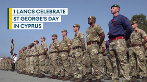 1 Lancs celebrate St George's Day in Cyprus with red roses