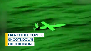 Machine gunner shoots down Houthi drone from French helicopter