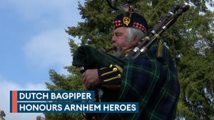 Dutch Bagpiper helps veterans and relatives commemorate Operation Market Garden