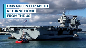 Royal Navy flagship returns from the US