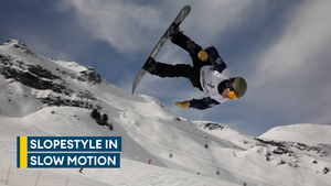 Incredible slow motion action from the Snowboard Slopestyle