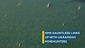 HMS Dauntless and five Ukrainian minehunters on Ex Lion Protector