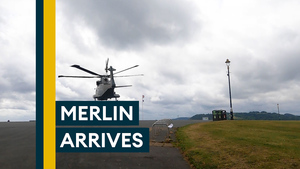 Merlin Mk 2 arrives on Plymouth Hoe ahead of Armed Forces Day celebrations