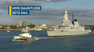 HMS Dauntless departs Portsmouth for sea trials