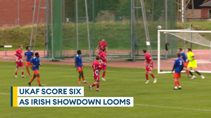 UKAF footballers score six goals in impressive victory