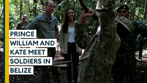 Duke and Duchess of Cambridge meet soldiers in Belizean jungle