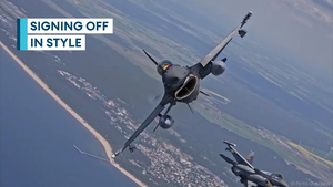 Stunning footage shows Romanian F-16 fighter jets sign off on Nato mission