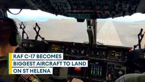 RAF jet makes hair-raising landing on remote Atlantic island