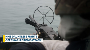 HMS Dauntless fights off swarm drone attack