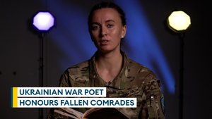 Ukrainian war poet and soldier recites poem for lost comrades 