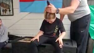 Son Of Injured Soldier Shaves His Head For Charity On 10th Birthday