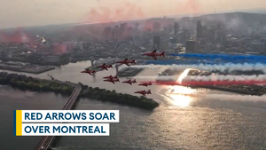 Red Arrows soar over Montreal on Maple Hawk tour of Canada