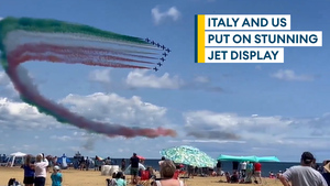US and Italy put on stunning joint jet display to mark Nato 75