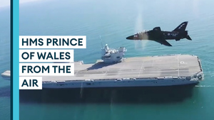 Views From The Cockpit As Royal Navy Hawk Jets Fly Over HMS Prince Of Wales