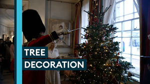 Welsh Guardsman helps decorate Christmas tree with Duchess of Cornwall