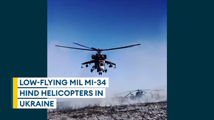 Ukraine: Jaw-dropping footage of HIND helicopters flying extremely low in Ukrainian countryside