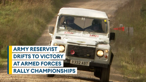 Military drivers take on rutted trails at Armed Forces Rally Championships