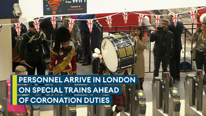 Thousands of personnel arrive at Waterloo station ahead of coronation