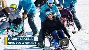 Prince Harry tries sit-skiing at Invictus Games training camp