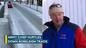 The Chief of the General Staff given a bobsleigh run at the Inter Services in Lillehammer